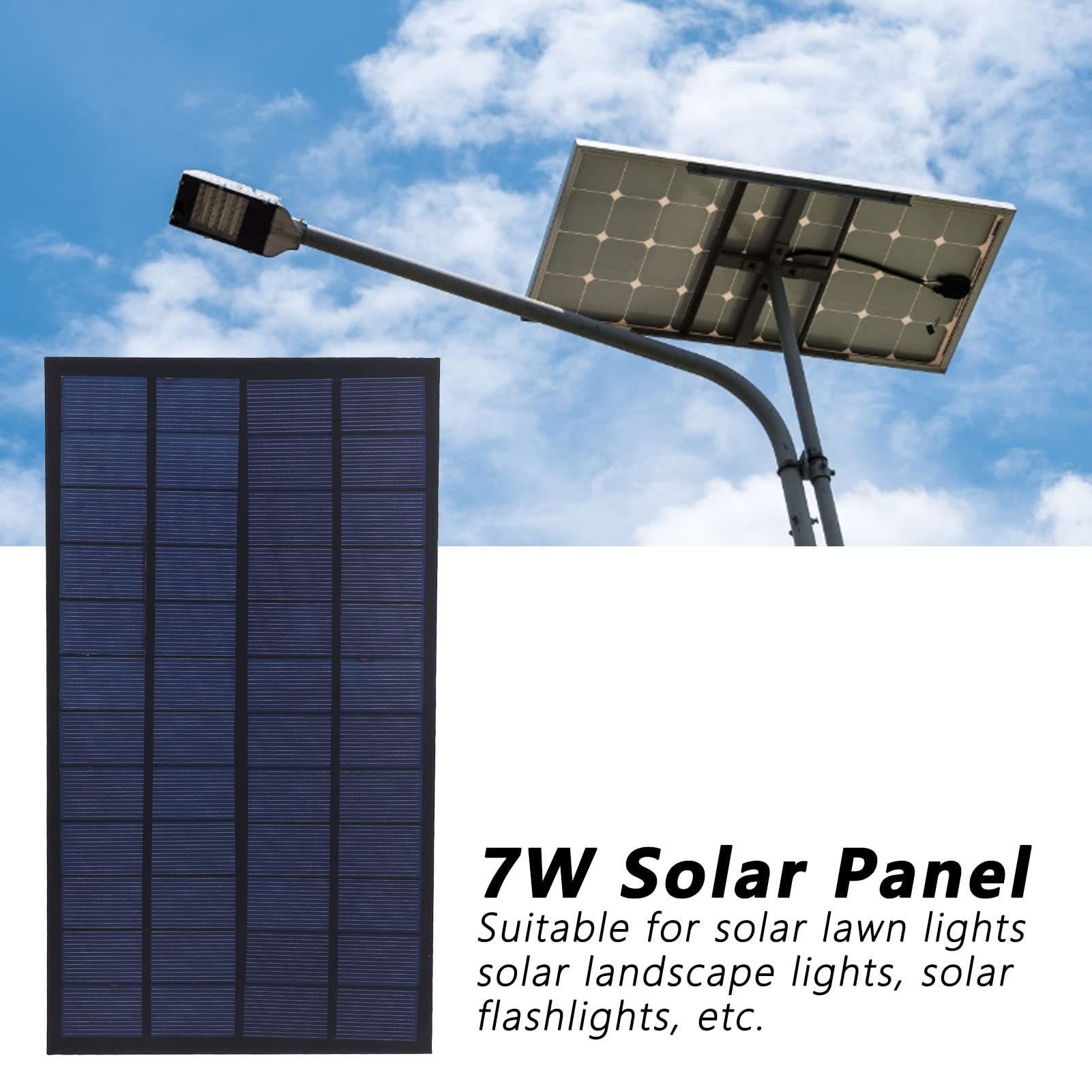 Mini Pannello Solare DC 12V 7W da 1 Pz, Pannelli Solari Policristallini, Caricatore per Celle Epossidiche Solari Ad Alto Tasso di Conversione per Luce da Prato