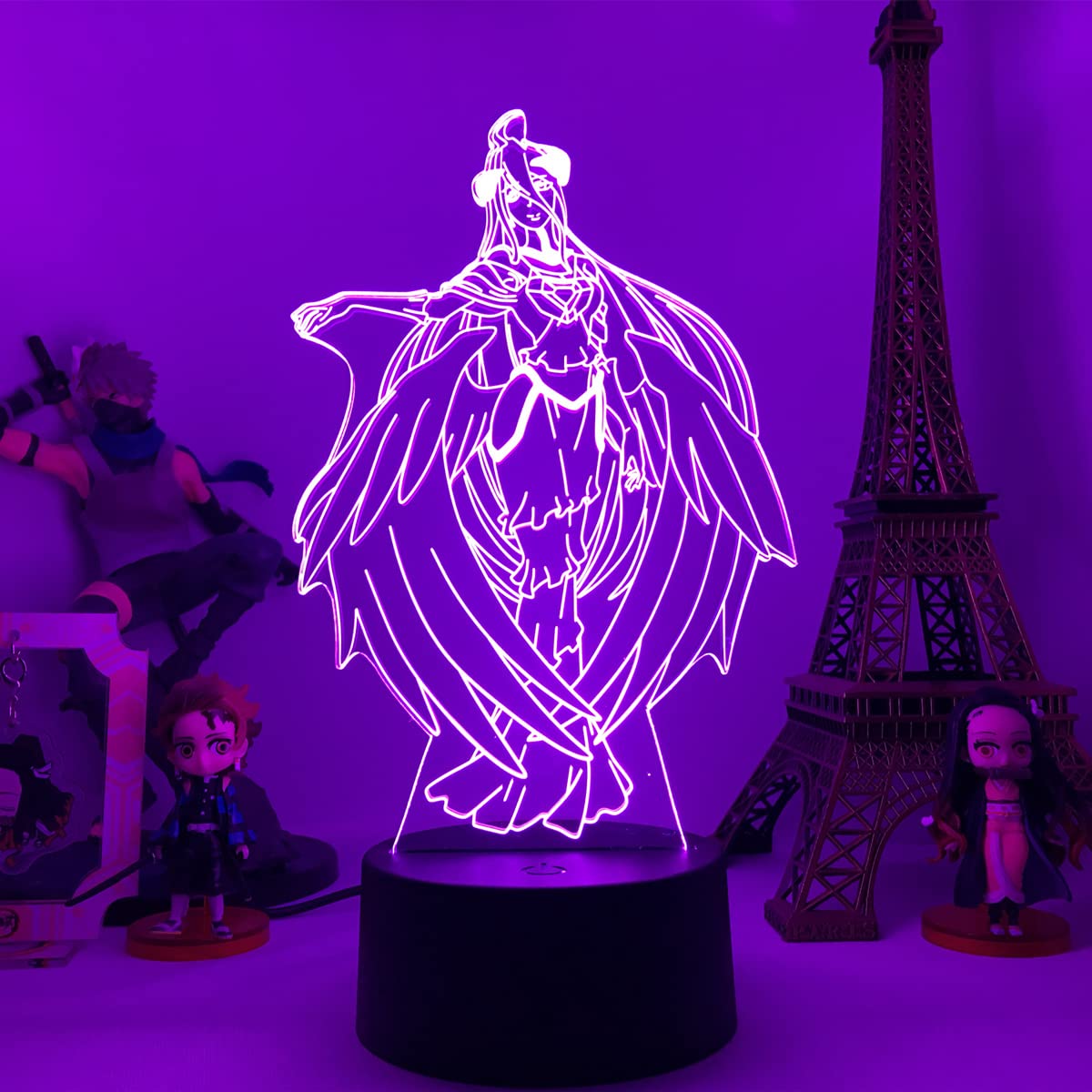 Zhongkaihua Anime Night Light Overlord LED Night Light Ainz Ooal Gown/Albedo LED Lamp Anime Illusion Light Decor Gifts for Fans