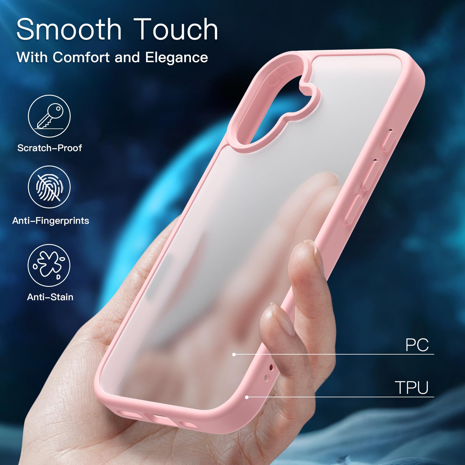 JETech 5 in 1 Matte Case for iPhone 16 6.1-Inch with 2-Pack Each Tempered Glass Screen Protector and Camera Lens Protector - Image 4