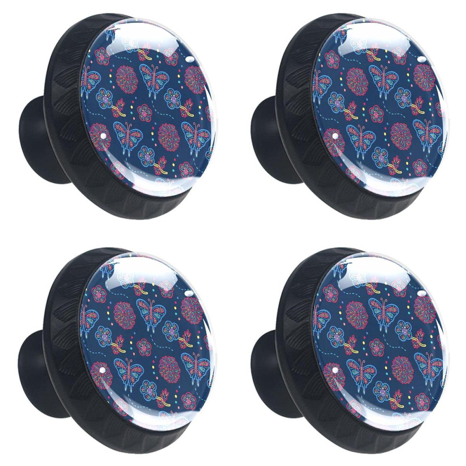 Boutons en cristal de 30 mm poignées haut de gamme ornées de fleurs et papillons