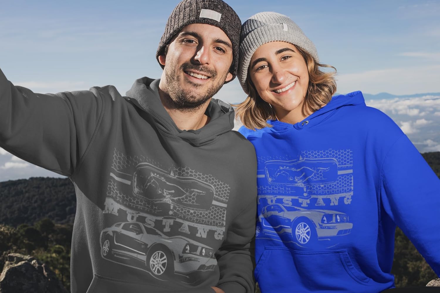Lucky Ride MUSTANG PONY HOODIE GRILL WITH FORD CAR HOODED SWEATSHIRT - Image 4