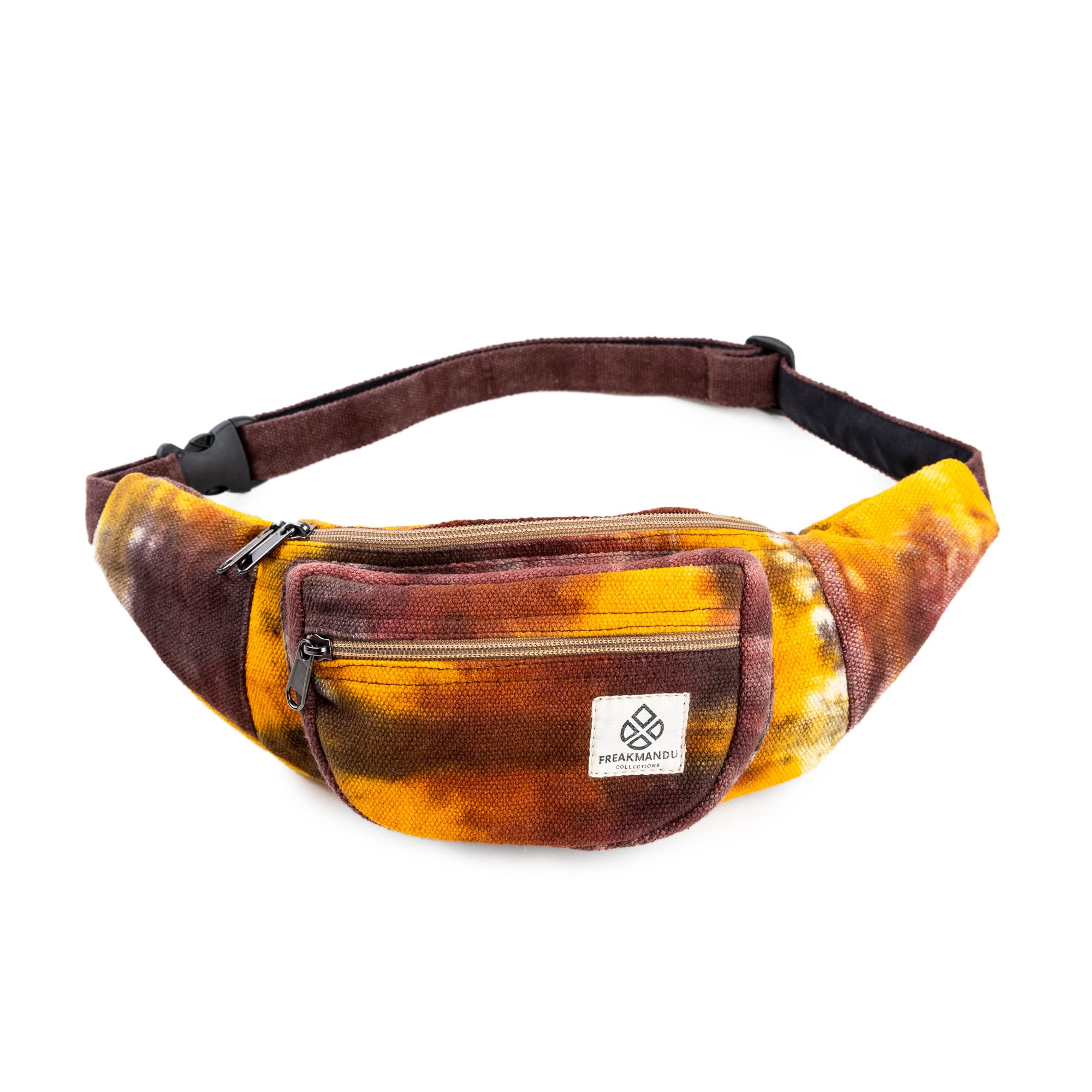 Freakmandu Unisex Hanf Gürteltasche – Fanny Packs, Hüftgürteltasche zum Umhängen, Boho Hippie Stil, Handgefertigte Hüfttaschen für Wandern, Laufen, Joggen, Männer und Frauen, Fall Trip