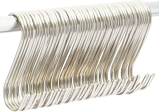 Juvale Metal S Shaped Hooks - Stainless Steel Metal Hooks Bulk Set (3.9 in, 50 Pack)