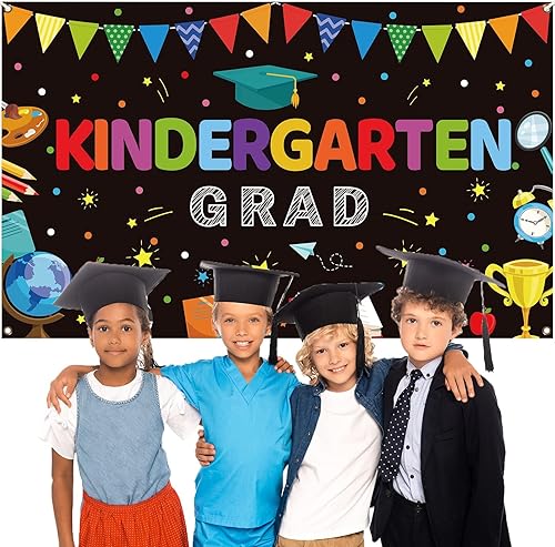 Miniatura 4 de Decoraciones de fiesta de graduación de jardín de infantes, telón de fondo de preescolar para niños de preescolar de felicitaciones de graduación