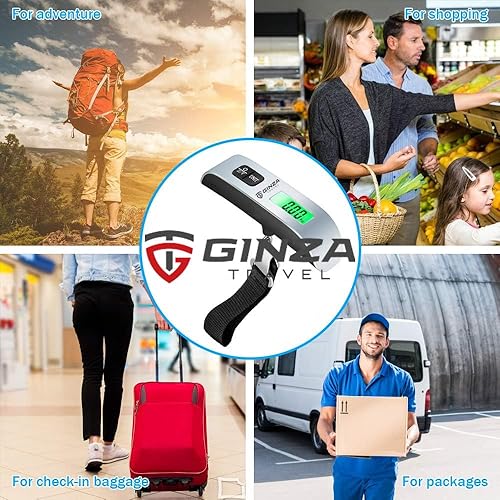 Miniatura 9 de GinzaTravel Báscula electrónica de equipaje de 110 libras de alta precisión para viajes, básculas colgantes digitales de 110.2 lbs (plata, 1 unidad