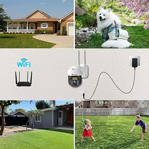 Miniatura 9 de Cámara de seguridad PTZ de 8 MP para exteriores FHD WiFi Cámara IP con detección de Humaniod, seguimiento automático, visión nocturna a color,