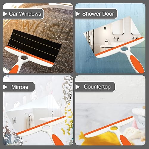 Miniatura 4 de Escobilla de silicona multiusos para ventana, vidrio, puerta de ducha, parabrisas de automóvil, limpiador de ventanas resistente, incluye gancho de