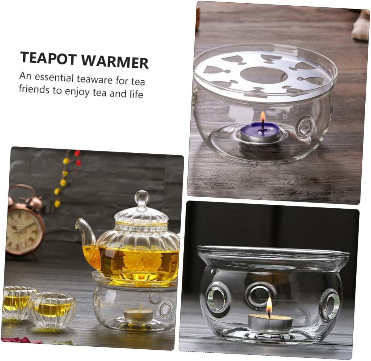 2Pcs Teapot Warmer Borosilicate Heating Stand for Tea for Home and Office Safe Ventilation for Housewarming and Birthdays