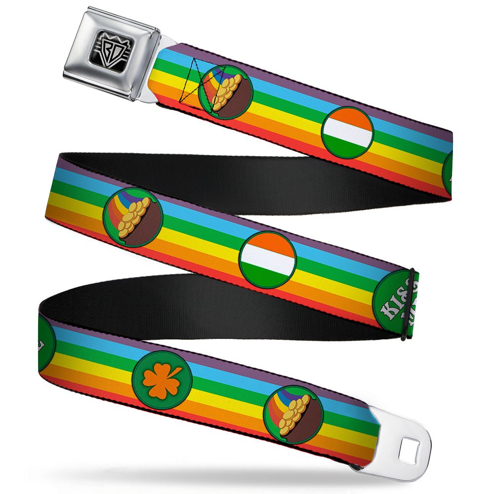 Cinturón con hebilla de seguridad Buckle-Down tréboles San Patricio multicolor ajustable 24-38 8