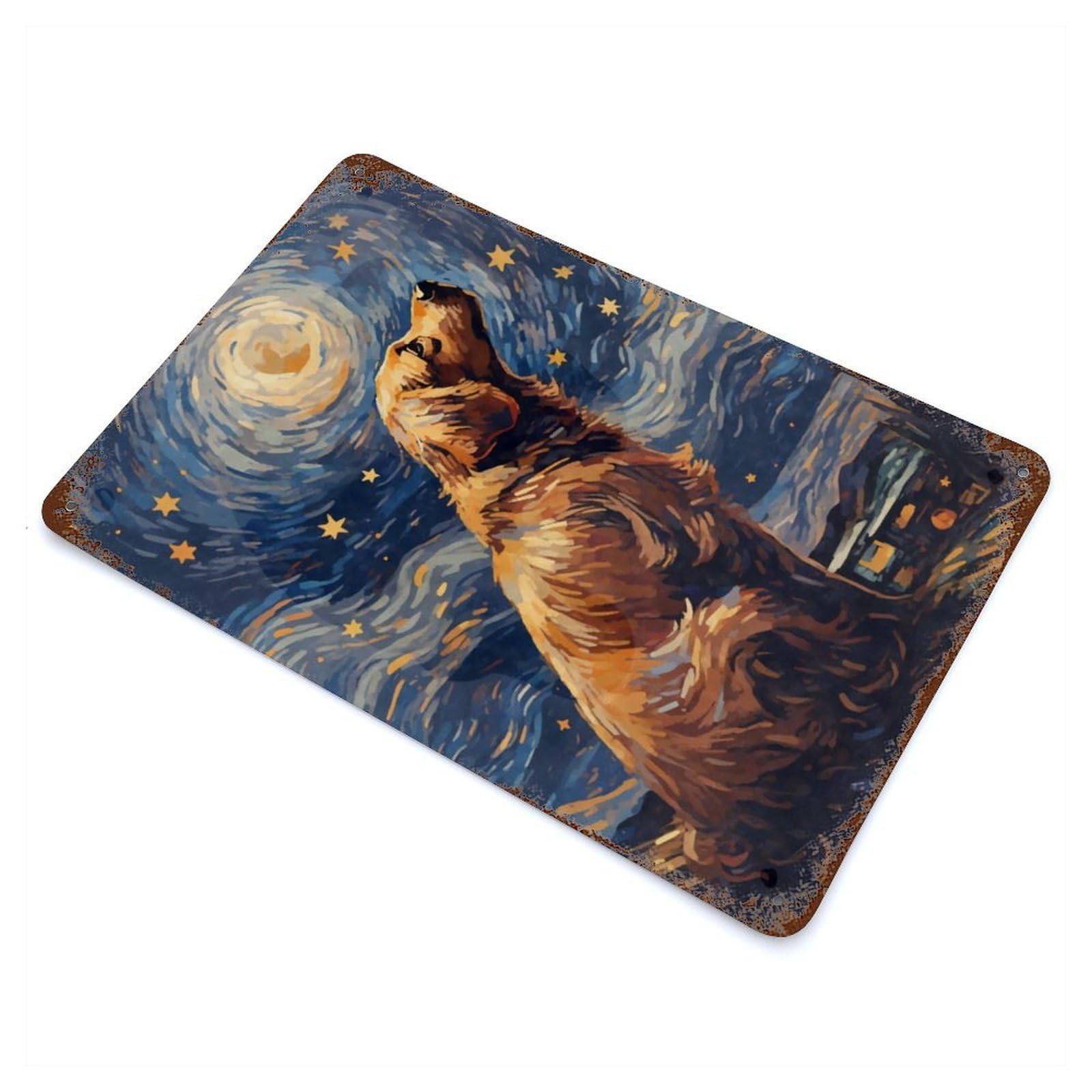 Golden Retriever Night Retro Metal Sign 11.8"x7.9", Classic Wall Plaque for Garage, Pub Or Kitchen