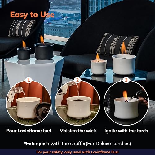 Miniatura 6 de LOVINFLAME Velas de cerámica con perlas para regalo, portátil, de mesa, calentador de patio, chimenea, decoración interior del hogar, sin humo, solo