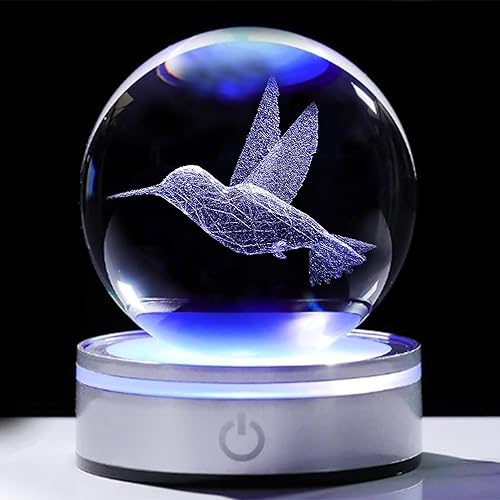 Miniatura 14 de Figura de Hada de Cristal 3D de 3.15 pulgadas, Regalos para Mujeres, Esfera de Cristal Coleccionable de Bruja para su Habitación con Base de Luz