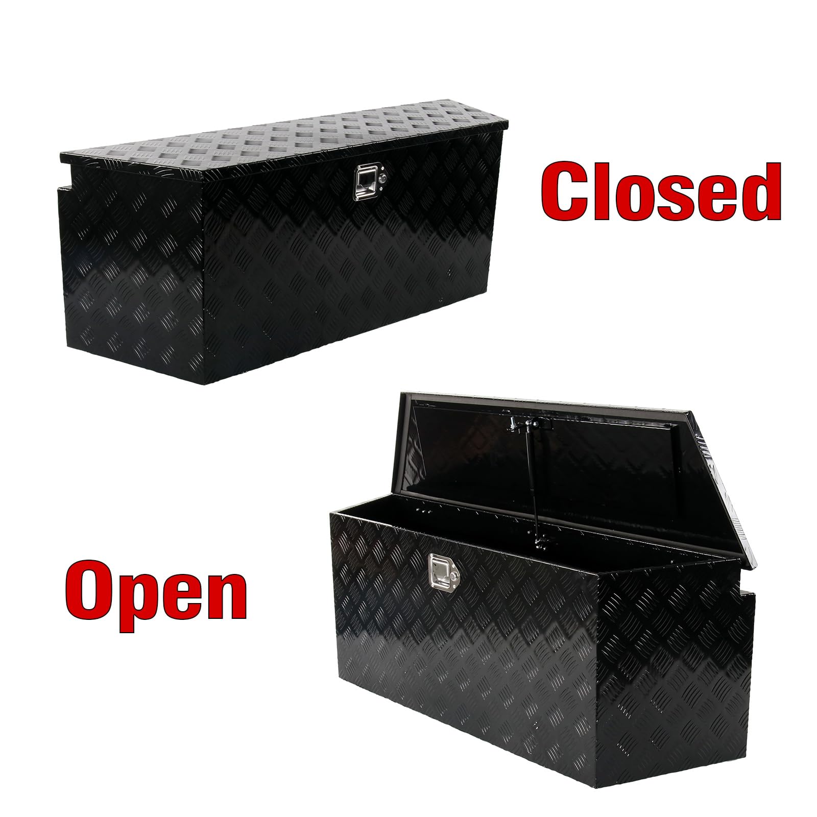 TBAPFS 49 Inch Aluminum Trailer Tongue Tool Box 5 Bar Tread Wide Utility Toolbox For Pick Up Truck Rv Storage Organizer Tool Box With Lock And Keys 49x15x185 Black