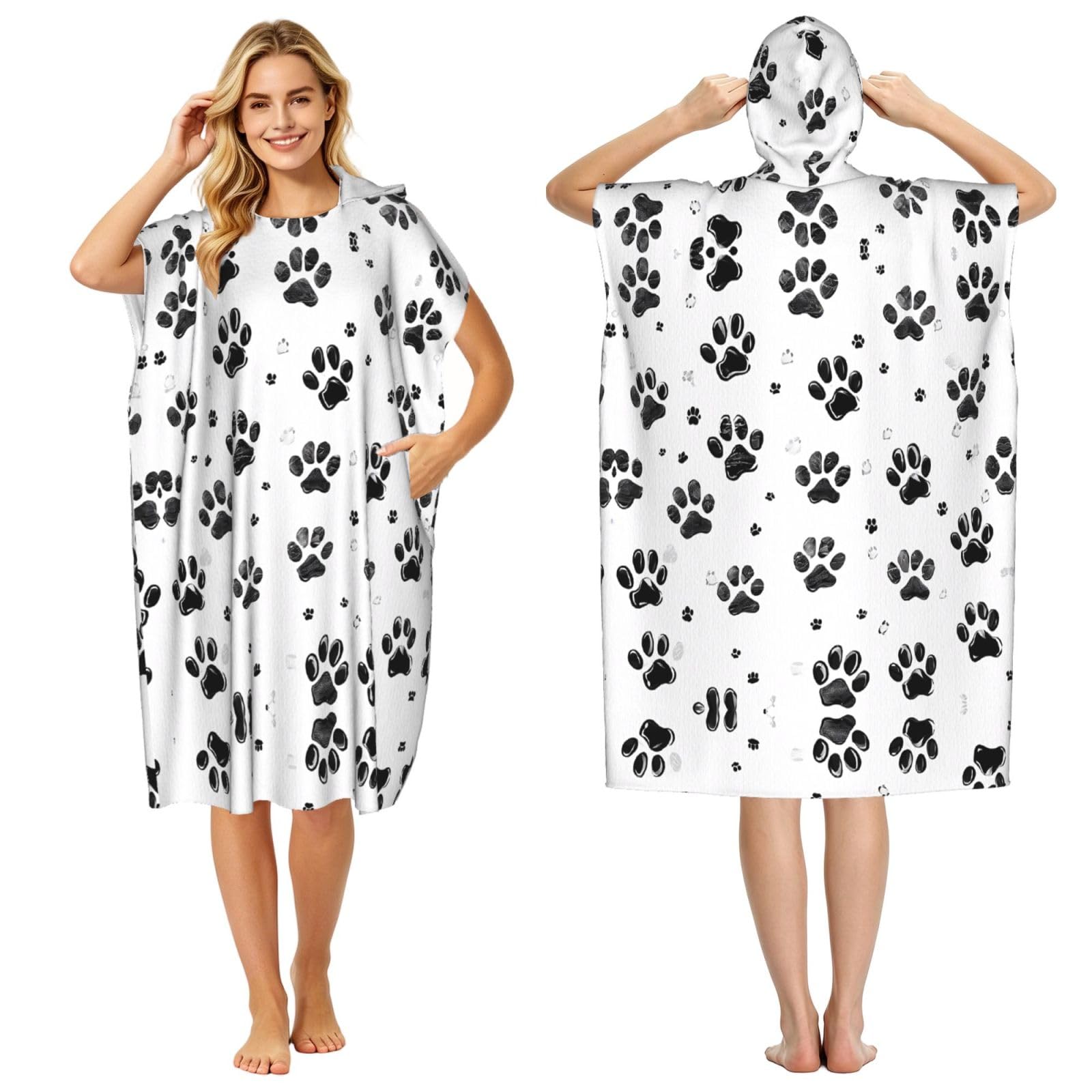 Serviette de bain légère poncho microfibre imprimé os avec capuche