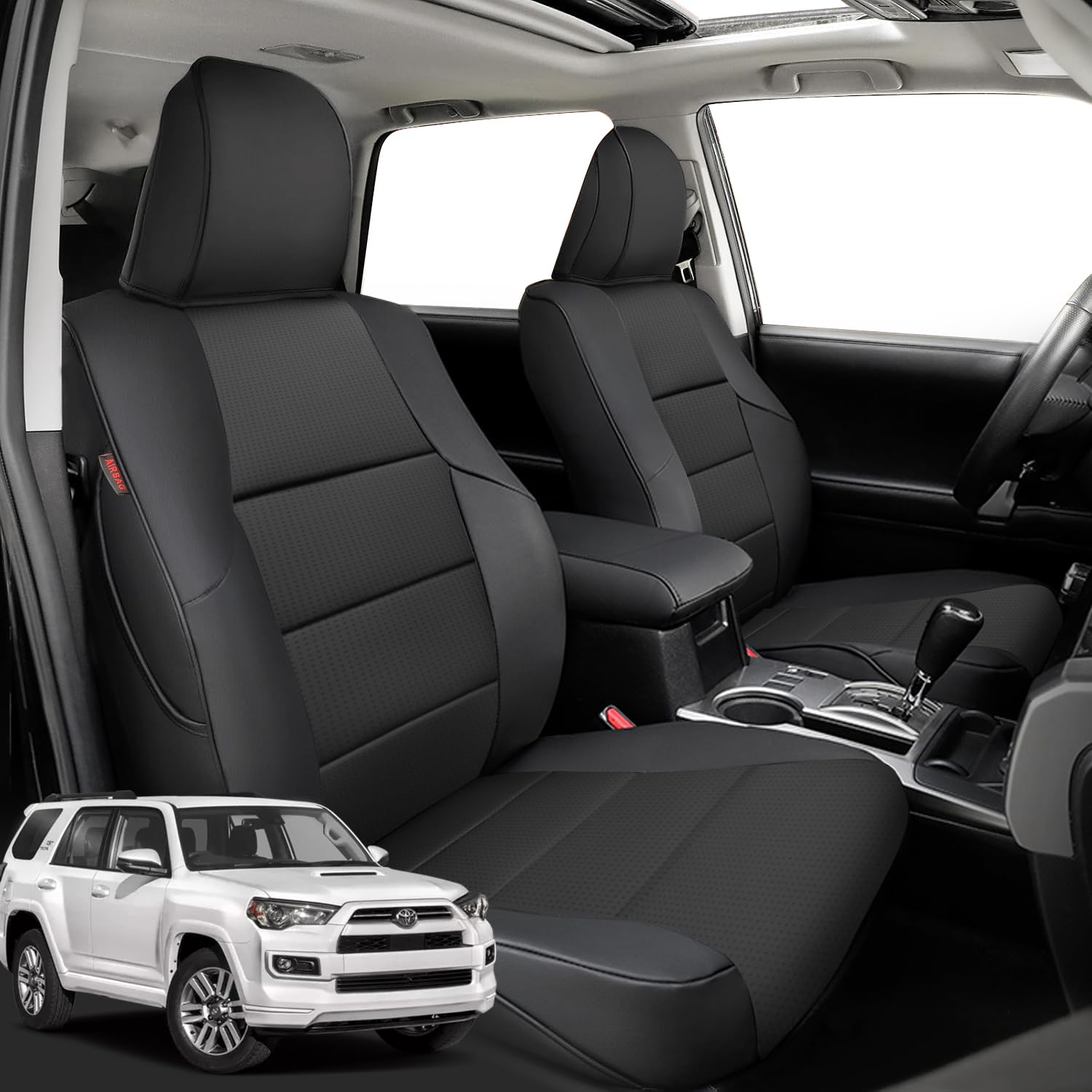 coverdream 4Runner Seat Covers Custom Fit for 2010-2024 Toyota 4Runner Seat Covers (5-Seater),Luxury Waterproof Leather Car Seat Protector(Full Set,