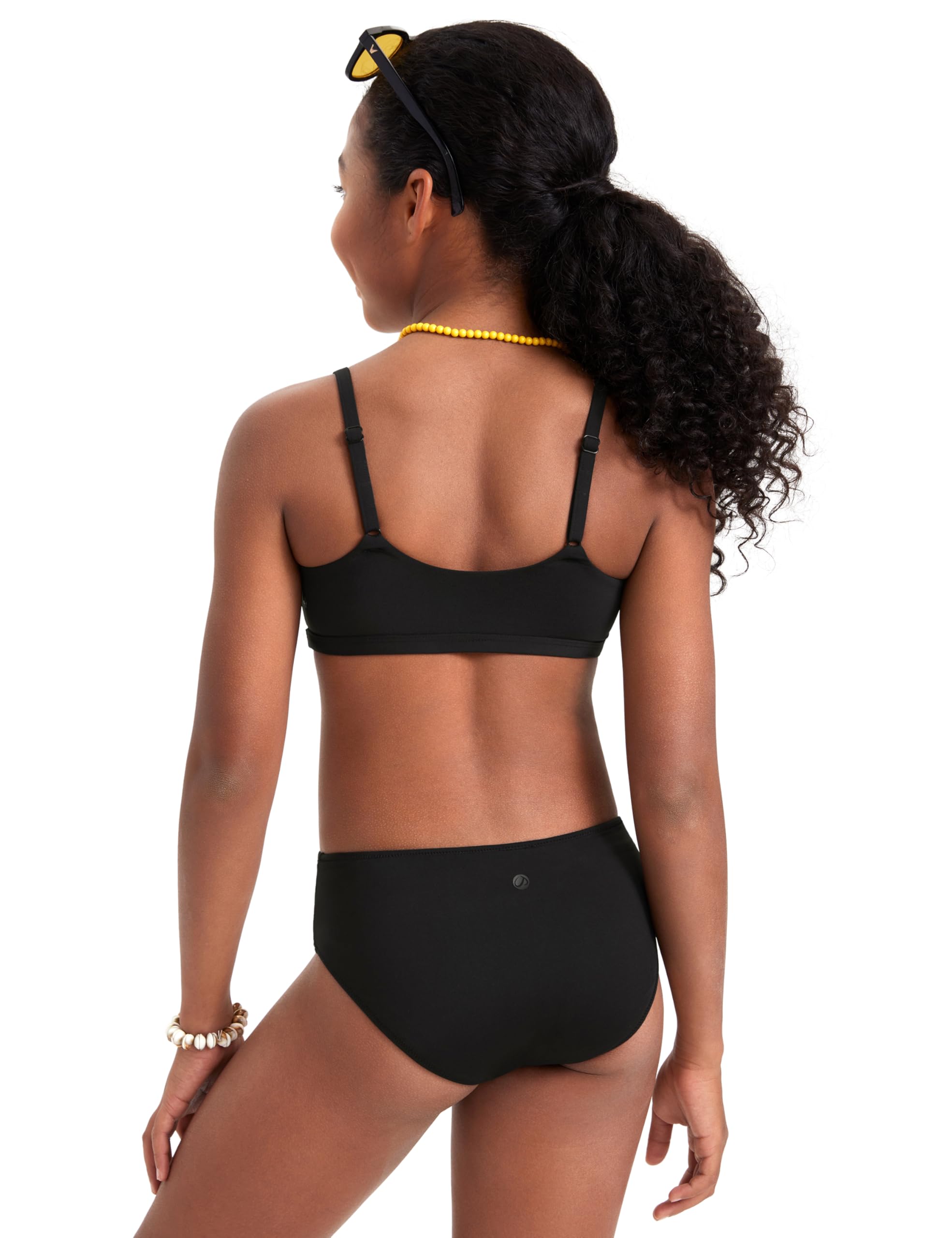 Gossip Girl Big Girls' Stripe Fusion Two Piece Bikini Swimsuit, Navy/Pink, 16