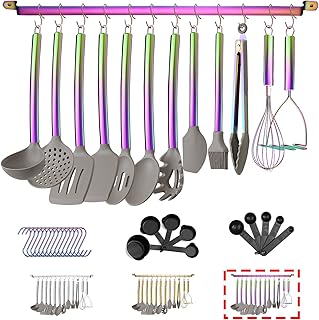 38 Piece Silicone kitchen Cooking Utensils Set with Utensil Rack, Silico...