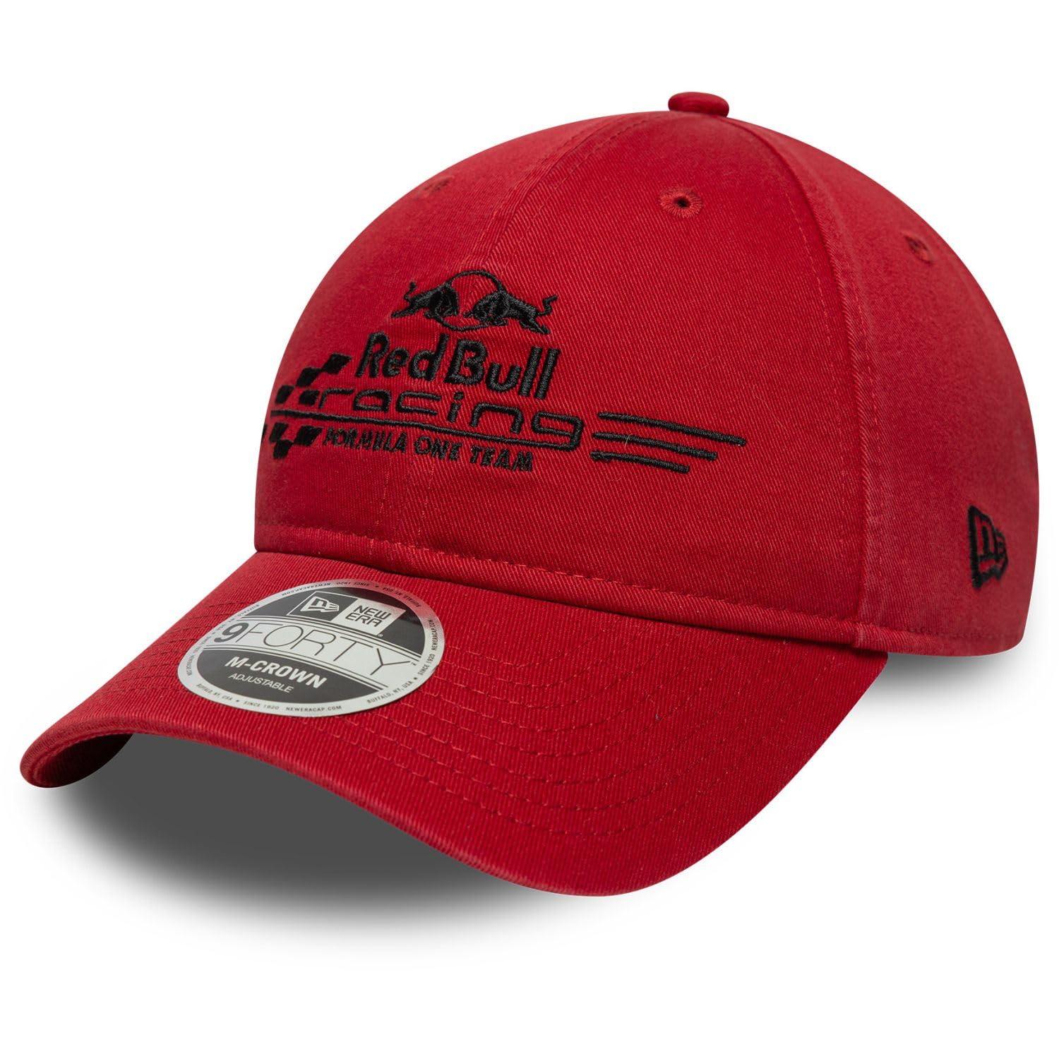 Red Bull Racing F1 Team, Official 2026 Collection, Washed Style, Classic Logo, Baseball Cap, Hat, Adjustable, Red, Black