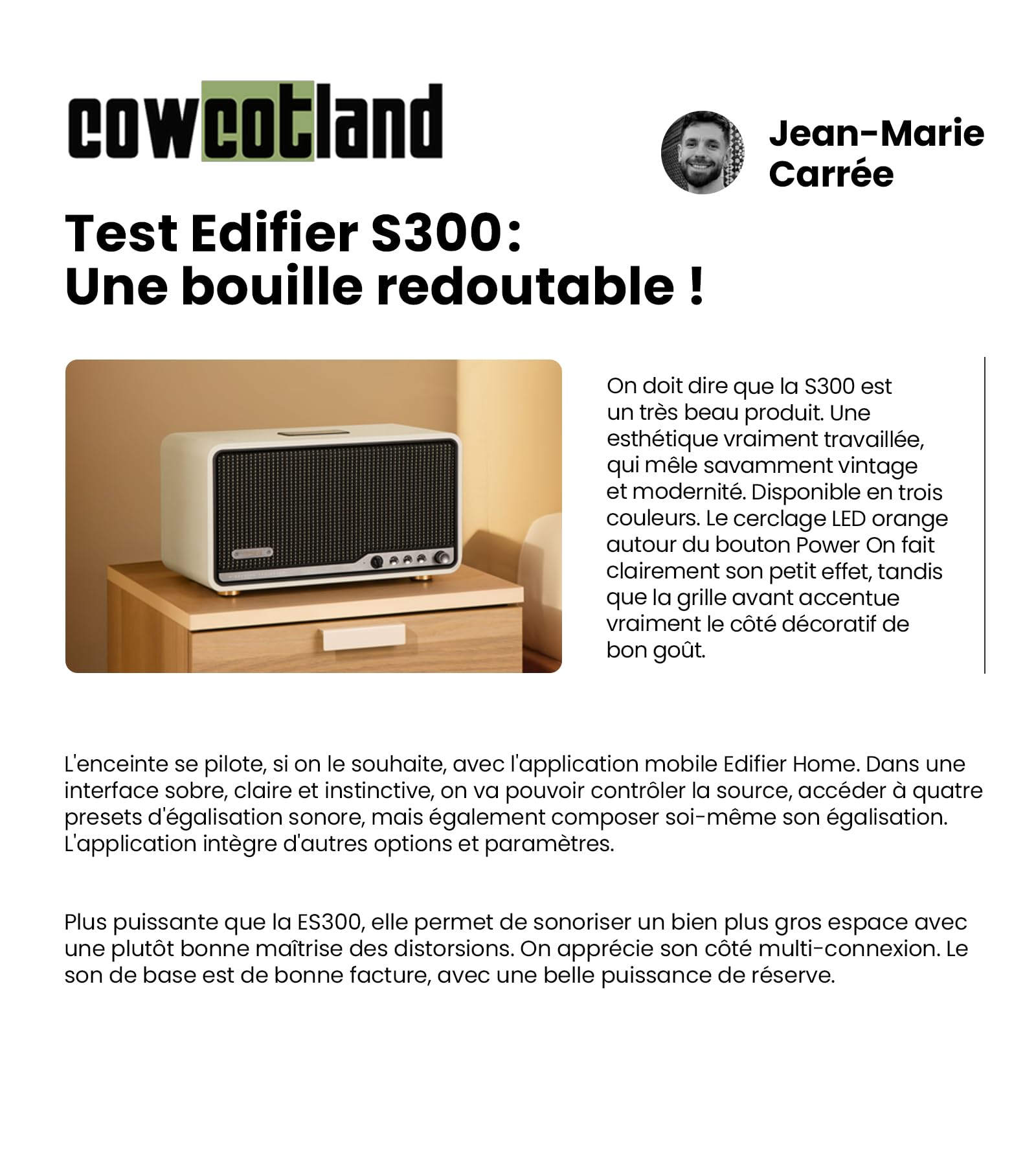 Edifier S300 Enceinte Rétro Hi-Res Bluetooth，80W RWS，Marron