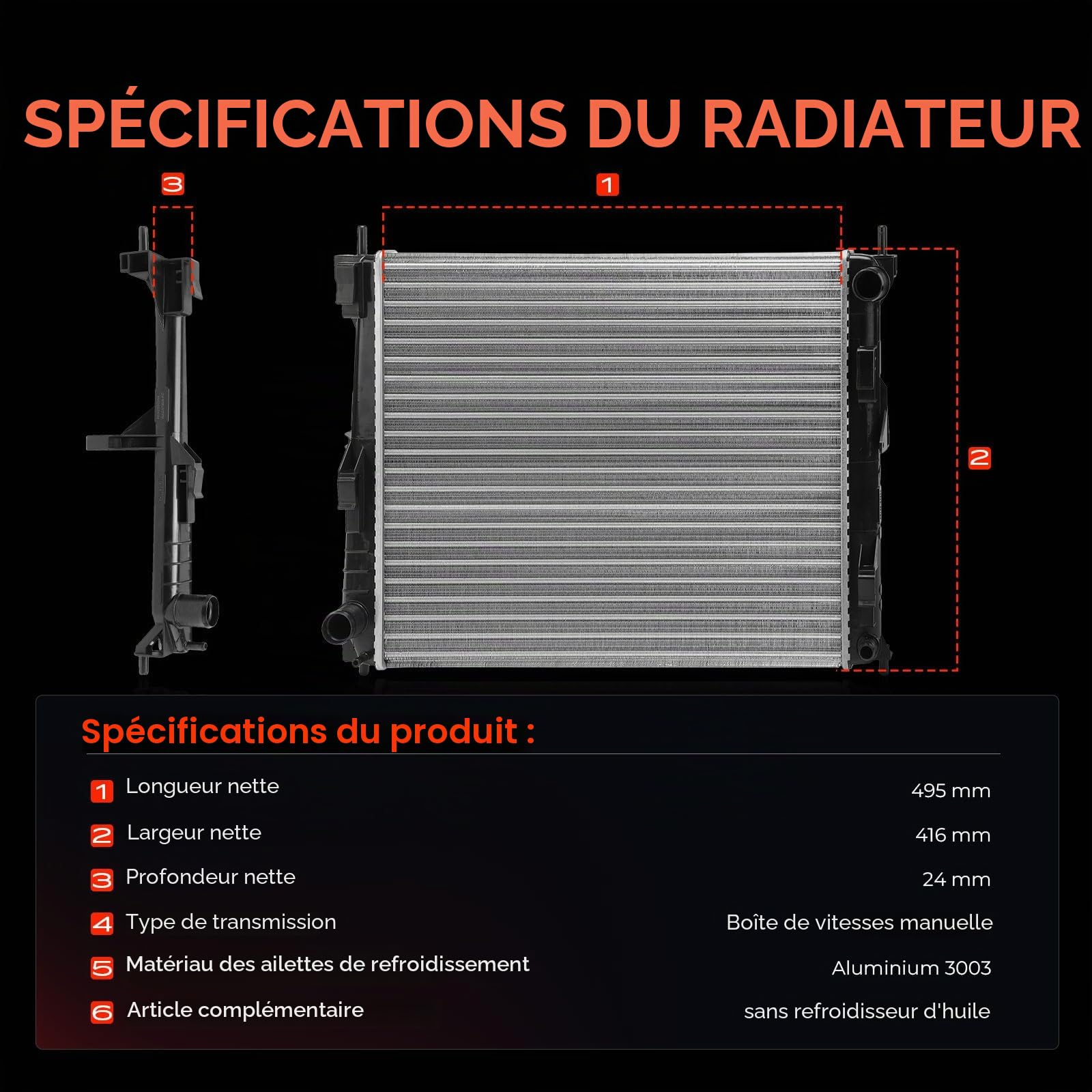 Frankberg Radiateur, refroidisseur d'eau, refroidisseur de moteur