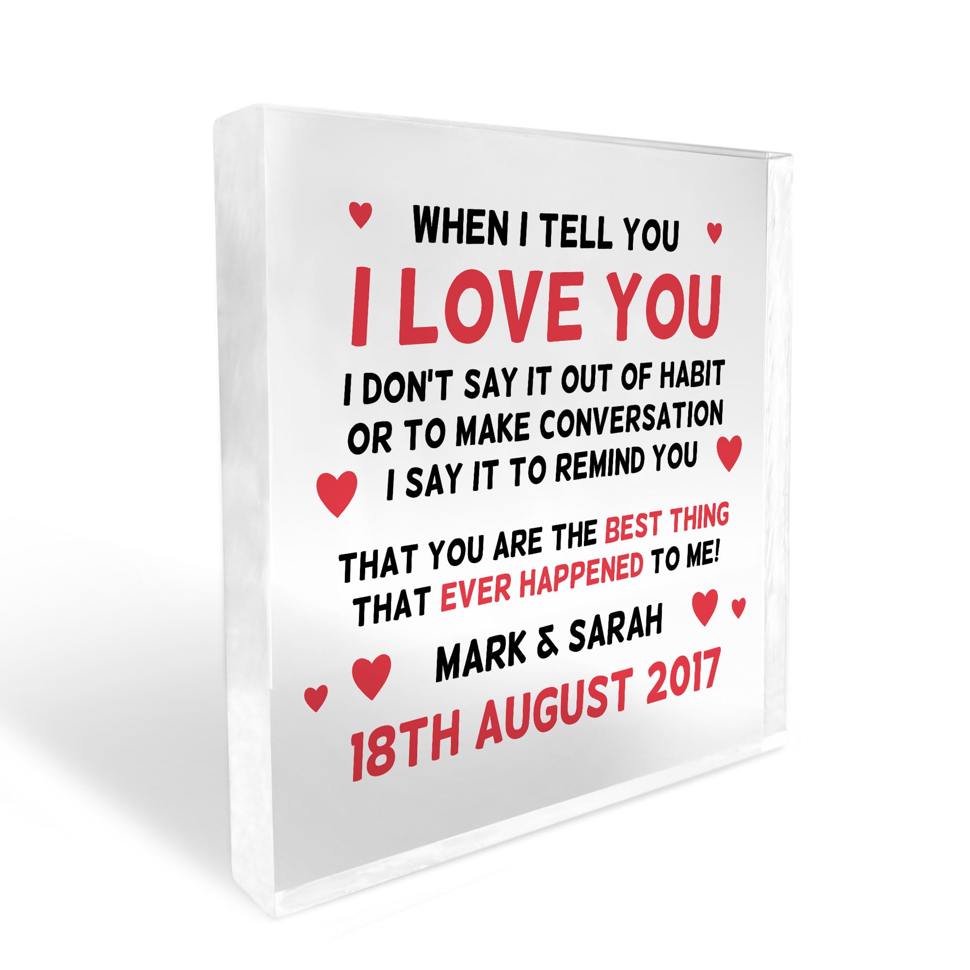 Red Ocean Anniversary Valentines Day Gift For Husband Wife Boyfriend Girlfriend Personalised Plaque Gift For Him Her