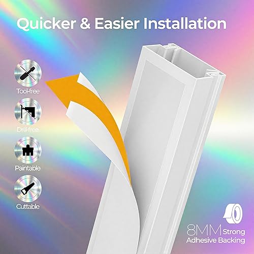 Miniatura 4 de Kit de ocultador de cable de 212.6 pulgadas, cubiertas de cable para 2-4 cables en la pared, cubiertas de alambre autoadhesivas para cables en la