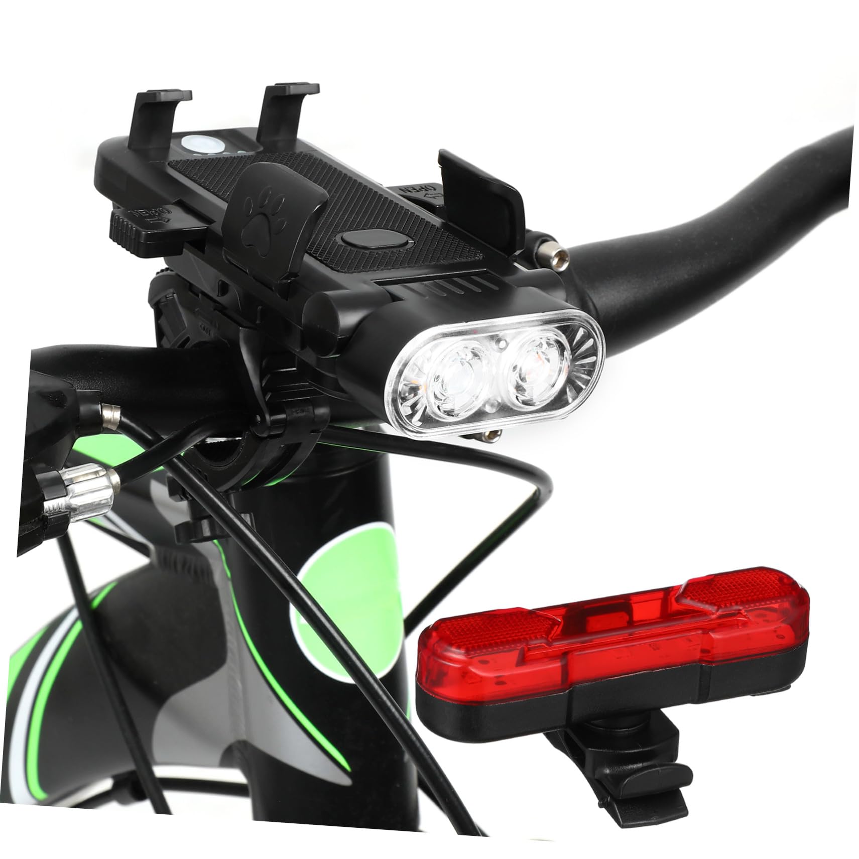 TOYANDONA per Bici con Supporto Smartphone e Clacson Elettrico Faro Anteriore e Posteriore LED Ricaricabile USB con Power Bank per Ciclismo Notturno e Mountain Bike