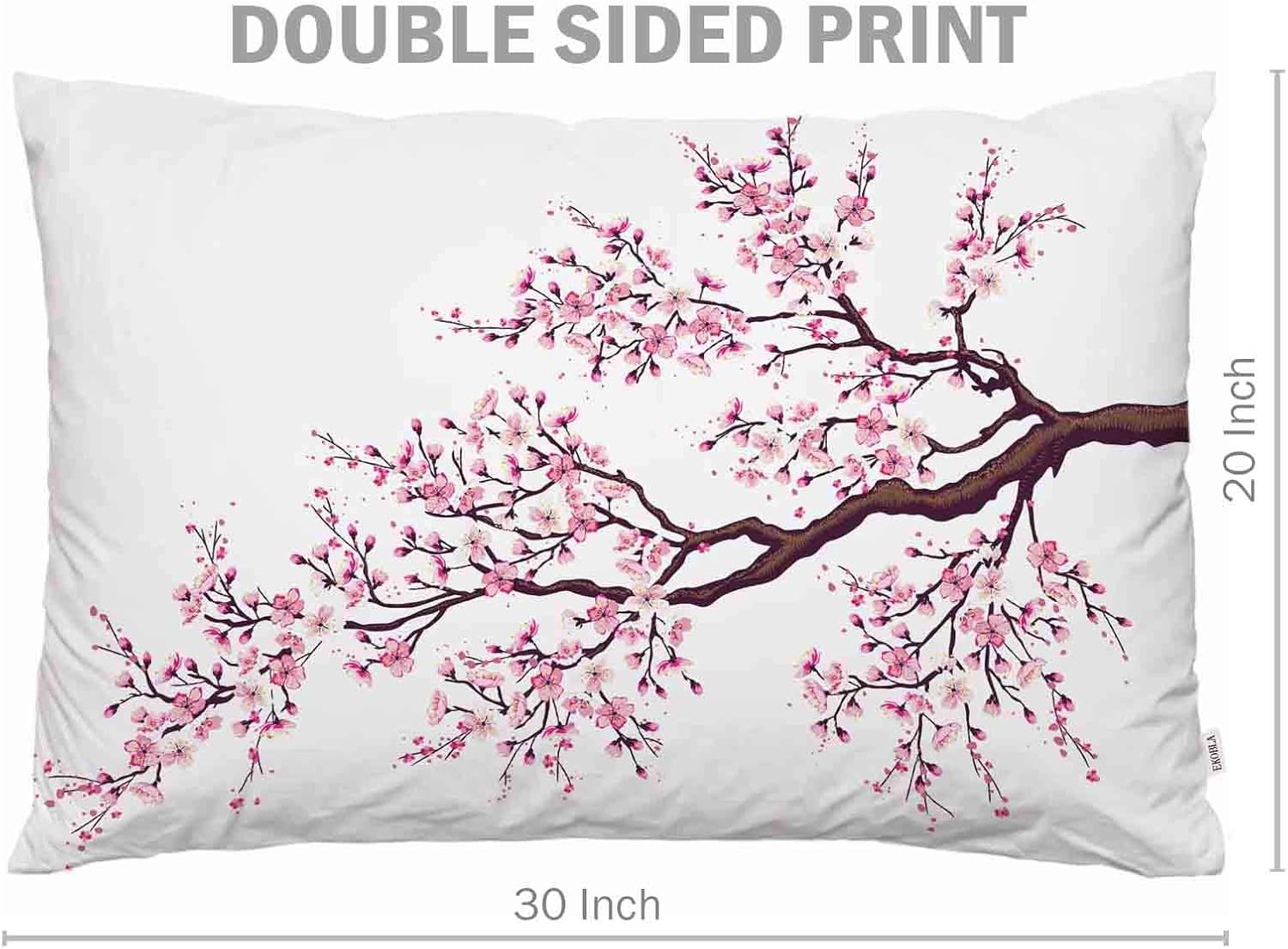 EKOBLA Throw Pillow Cover Japanese Cherry Asian Style Garden Tree Branch Flowers Blossom Beautiful Floral Decor Lumbar Pillow Case Cushion for Sofa Couch Bed Standard Queen Size 20x30 Inch 20" x 30" Multi-a54