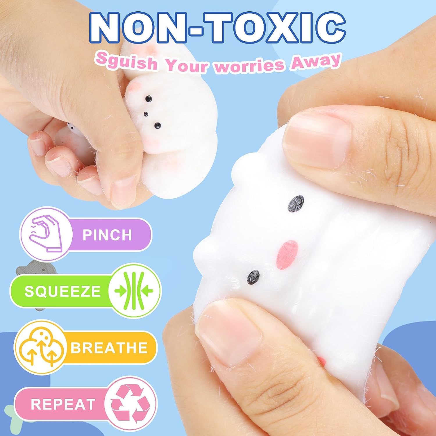 Taba Squishy Toys Kit 12 Pcs, Fufu Squishy Pack Include Taba Squishy Paw, Hamster, Chick, Dog, Pig, Banana, Bear, Capybara, Squishies for Kids, Sensory Toys for Boys and Girls