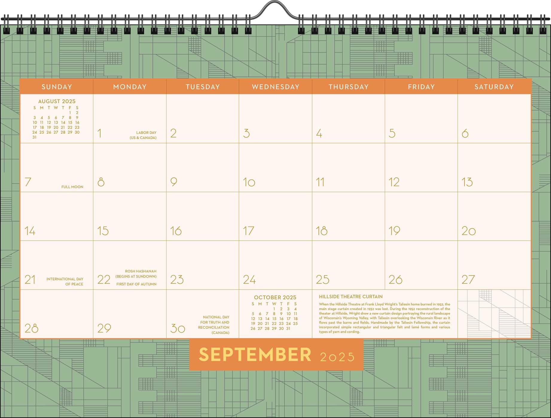 Calendario da parete 2025 di Frank Lloyd Wright