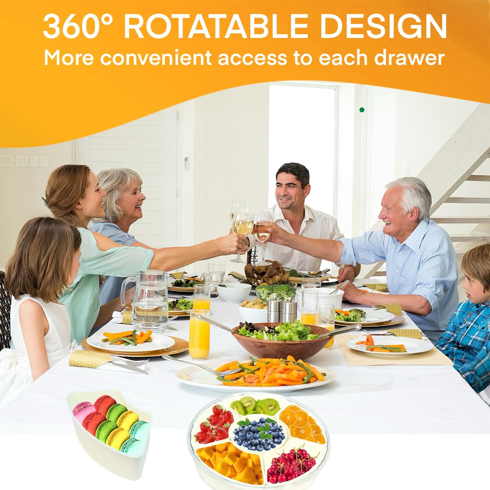 Luxoraiva Snackbox Mit 6 Fächern - Drehbare Snackdose Mit Deckel