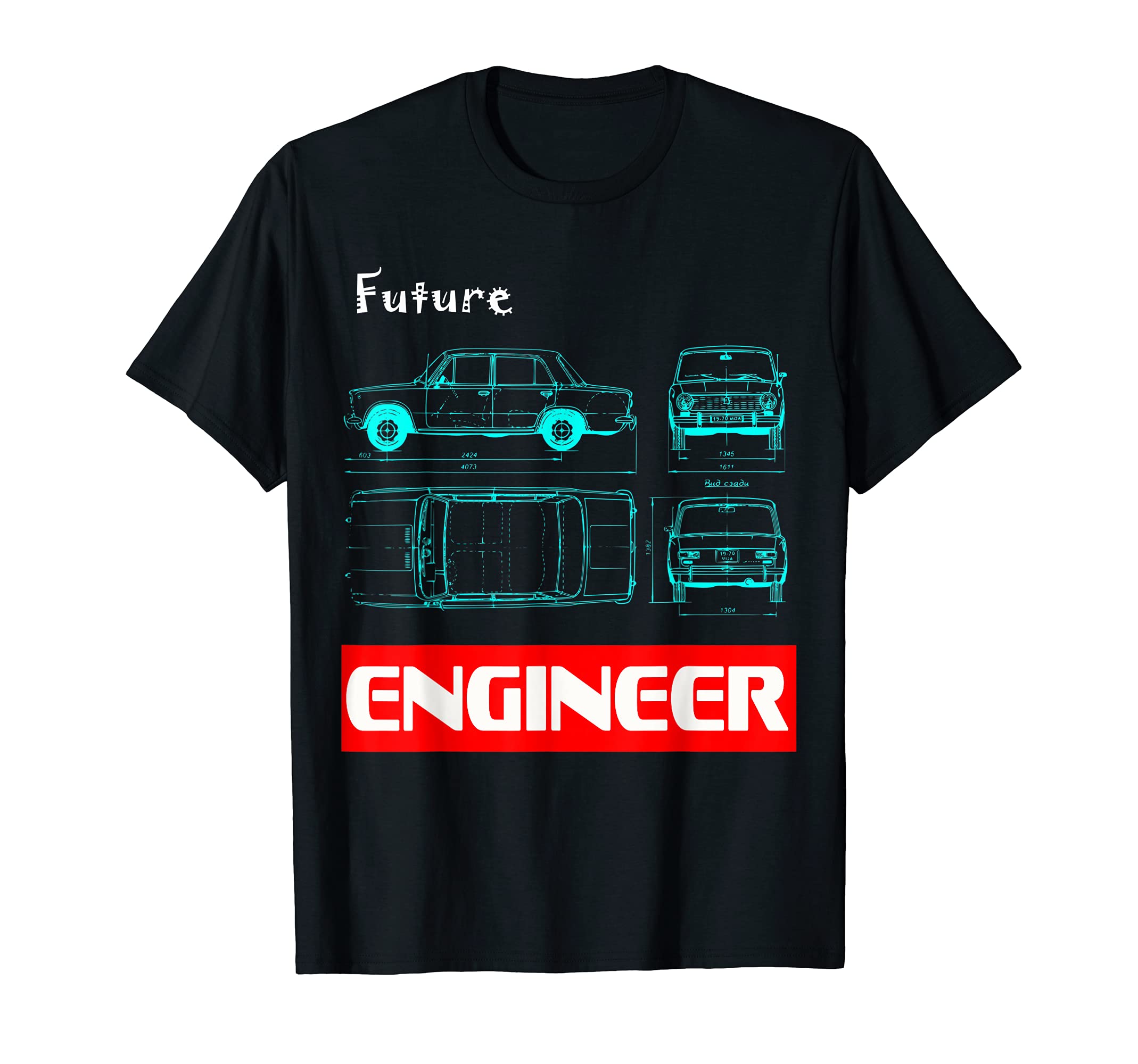 When I grow up I want to be a ... T ShirtsFuture Car Engineer Classic Car Blueprint Cool Tee Gift