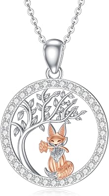 925 Sterling Silver Fox/Giraffe/Koala/Panda/Dog/Raccoon/Tiger/Cow/Snake/Penguin/Frog Necklace Cute Animal Pendant Birthday Gifts for Women Animals Lover