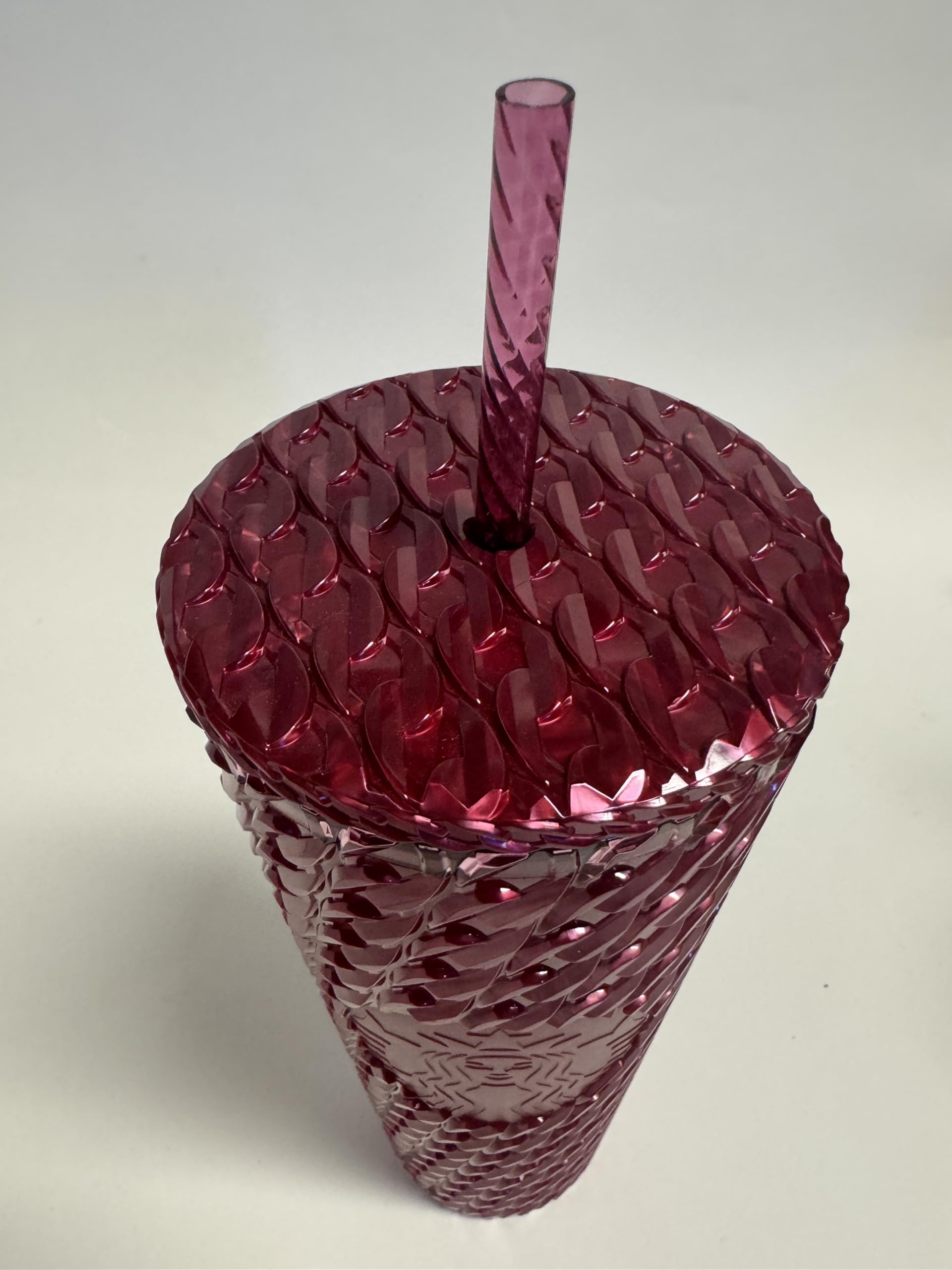 Starbucks Chain Link Burgundy Red 24 Ounce Venti Tumbler  Holiday Edition  Reusable Cold Cup with Lid and Straw  Textured Acrylic Travel Mug for Iced  Coffee, Tea, and Cold Beverages :