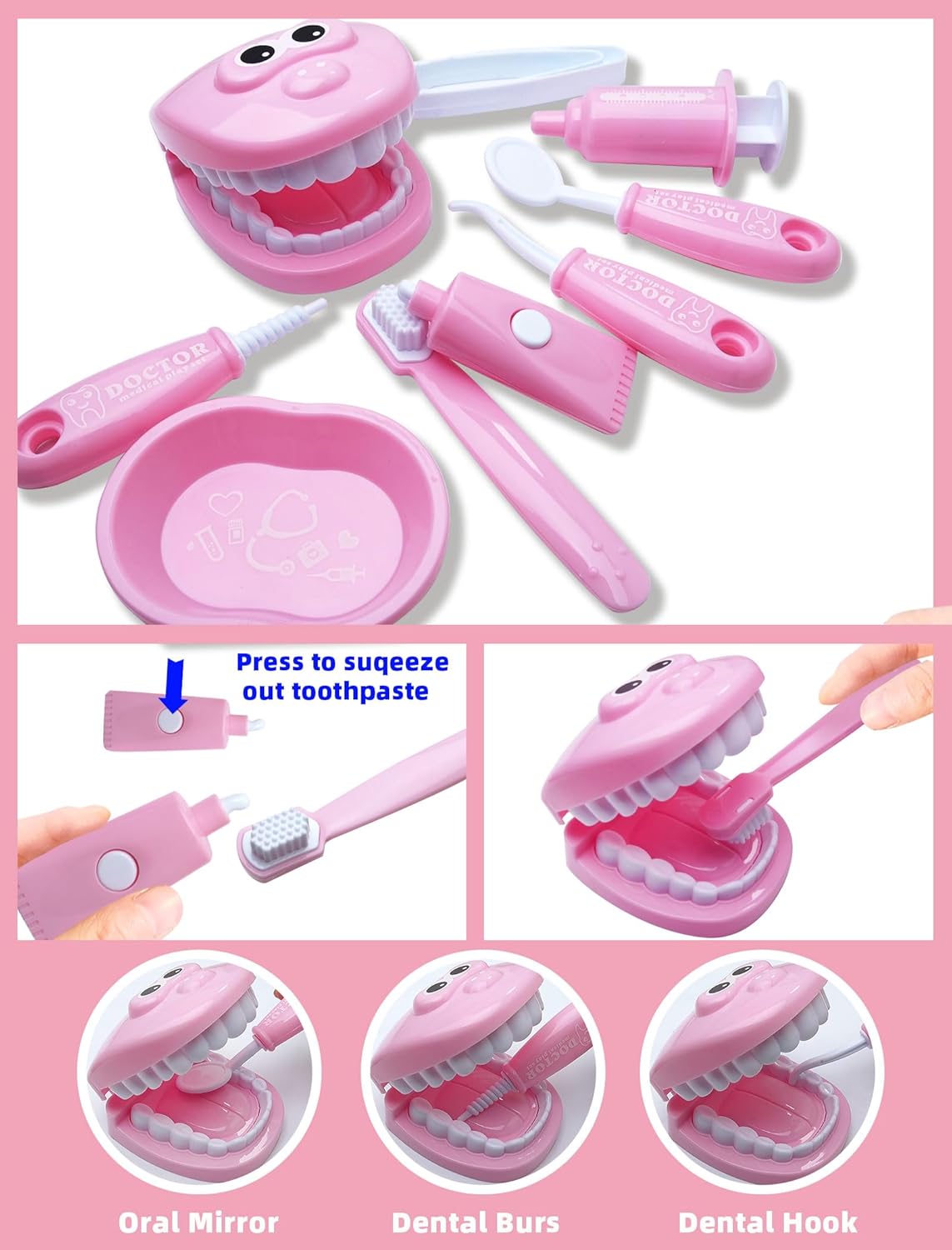 ANPHILE Dentist Costume for Kids, Kids Doctor Dentist Play Set, Halloween Dress Up Costume for Boys Girls