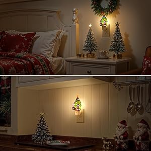 Briignite Christmas Tree Night Lights for Kids, Night Light Plug into Wall 3000K Warm White LED, Gift Box Design Night Light for Children's Room, Nursery, Bedroom, Christmas Decor