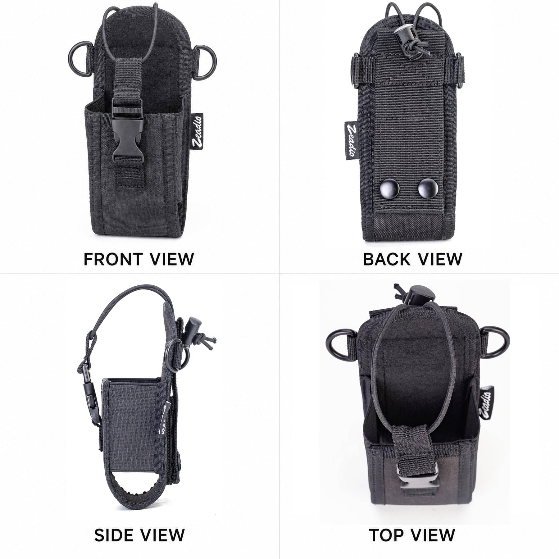 Zeadio Funda portarradio de Nylon para walkie Talkie con Correa Ajustable y Presilla para cinturón, para policía, Bomberos, Seguridad, Actividades Exteriores (Pack de 6)