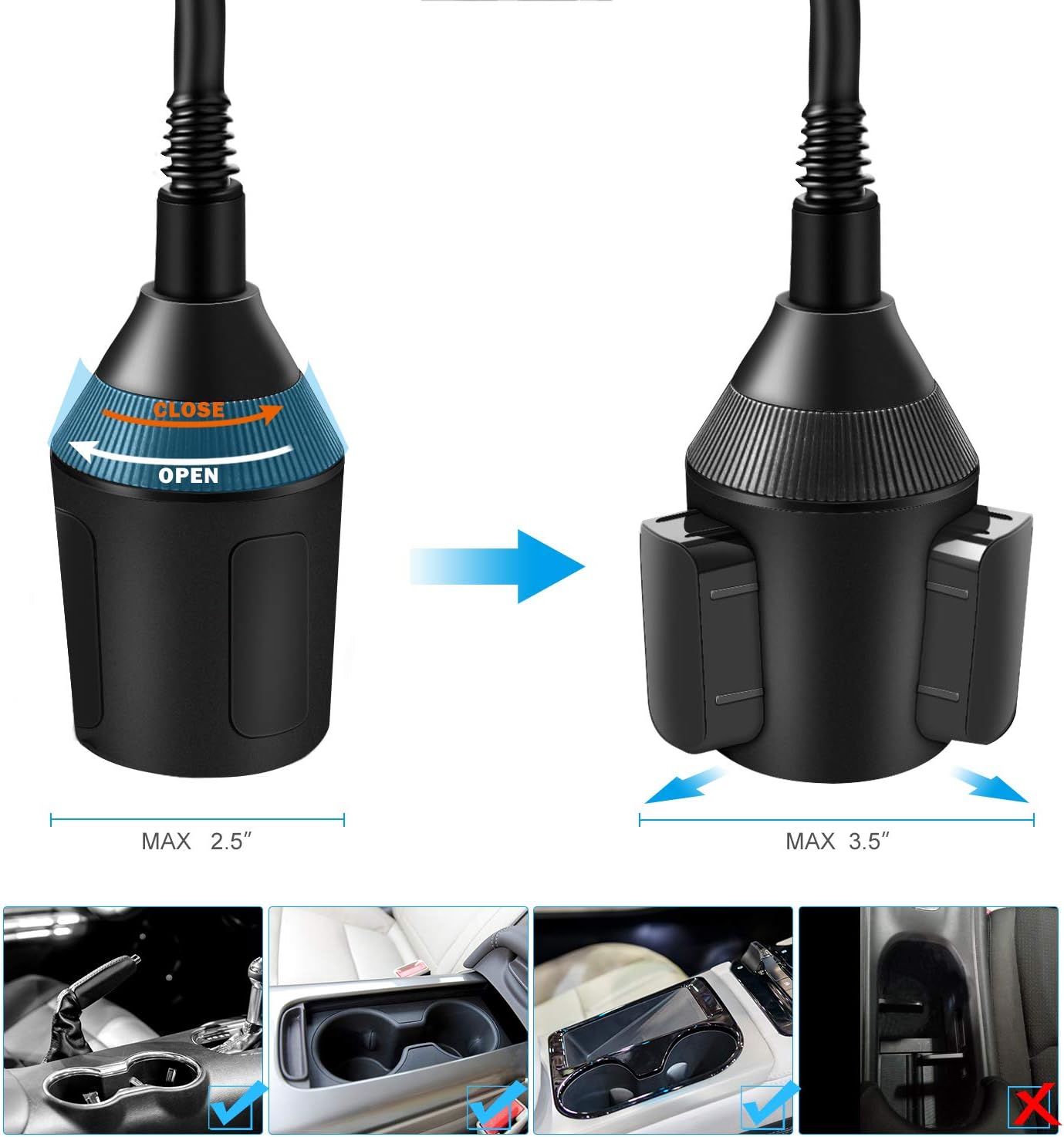 Vansky Car Cup Holder Phone Mount with A Long Flexible Neck for Cell Phones iPhone XR /11 Pro/11 Pro Max/XS/Max/X/8/7 Plus/Samsung Galaxy