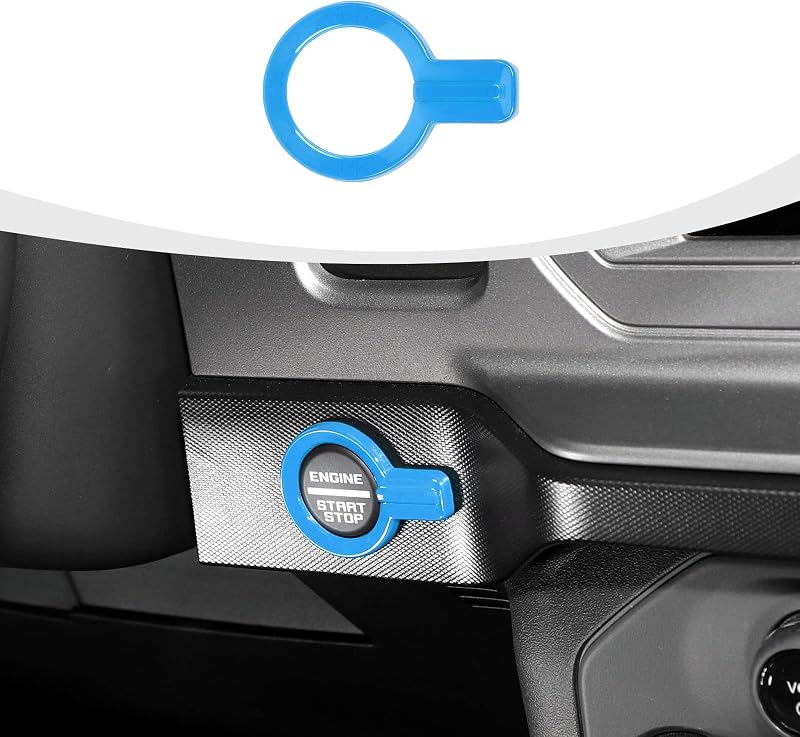 Capa do Botão Start Stop RAZPOY para Ford Bronco 2021–2025, Azul-claro – 1 unidade