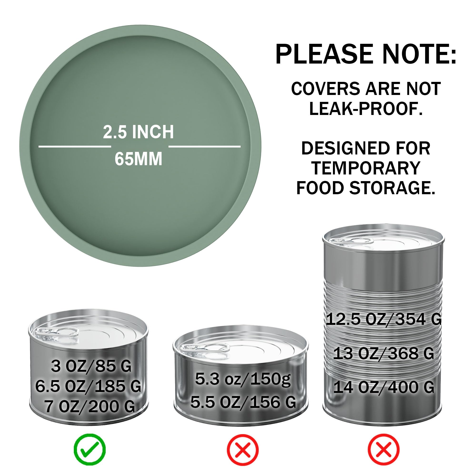 OHMO 2 Pack Cat Food Can Lids, Small Size (3 oz) Silicone Pet Food Can Lids Covers for 3 oz Cat Food Cans, Light Green