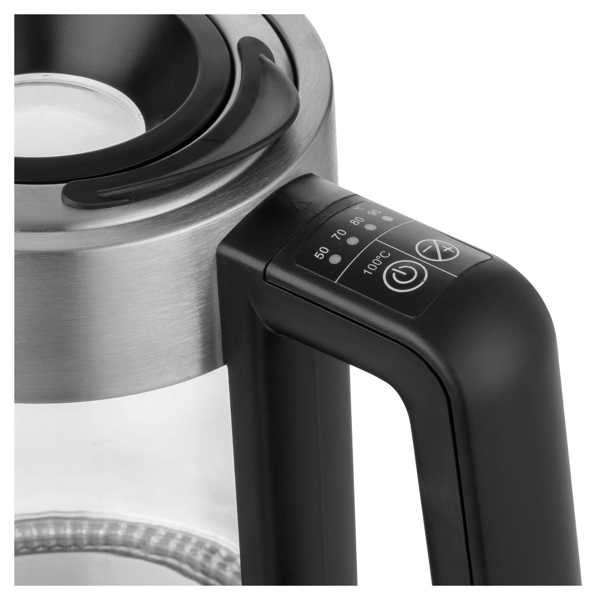 Sencor SWK 1795SS - Bollitore in vetro con capacità di 1,7 l, potenza di 2200 W, acciaio inox, luce LED interna, 100% senza BPA, regolazione della temperatura (da 50 °C a 100 °C