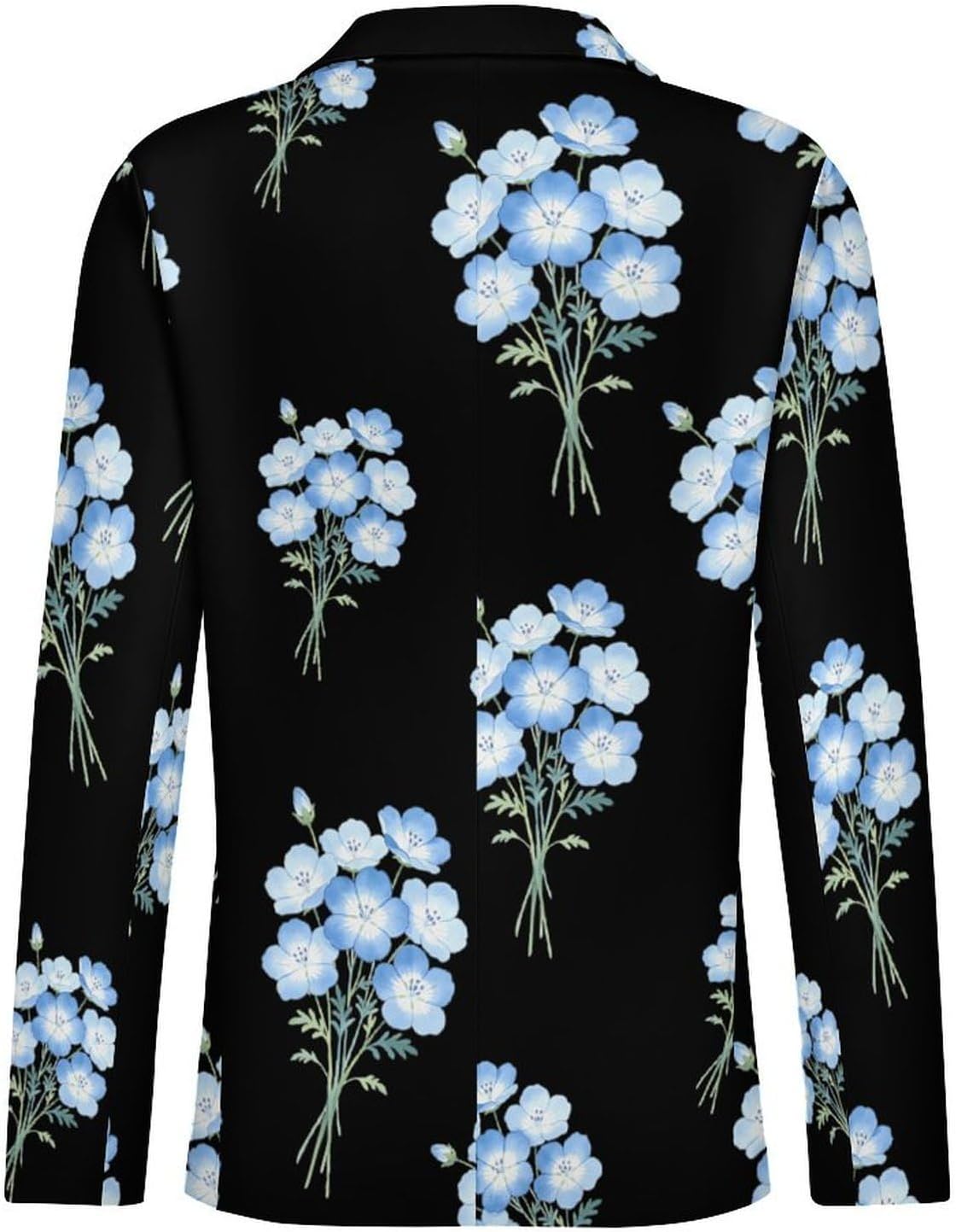 Blue Nemophila Suits Blazer for Men Casual Buttons Lapel Jacket