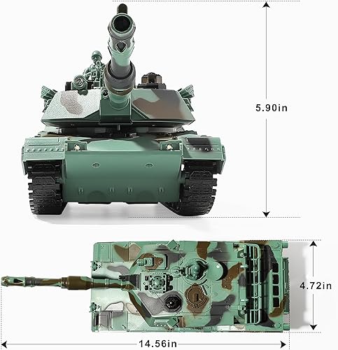 Vista 9 de Tanque a control remoto, US M1A2 Abrams, juguete tanque de control remoto, escala 1:28, vehículos militares RC de 2.4 GHz con sonidos realistas