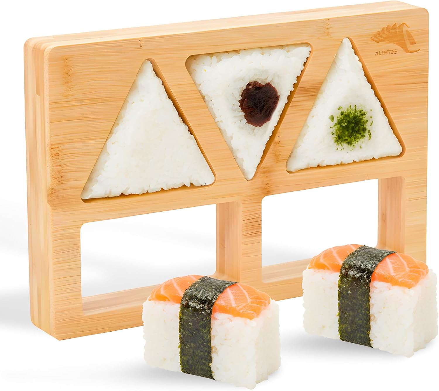 100% Bamboo Onigiri Molds, Japanese Musubi Press Maker - BPA-Free, Eco-Friendly, Nature and Healthy, Non-Stick, Triangle Japanese Rice Molds for Kids and Adult Bento