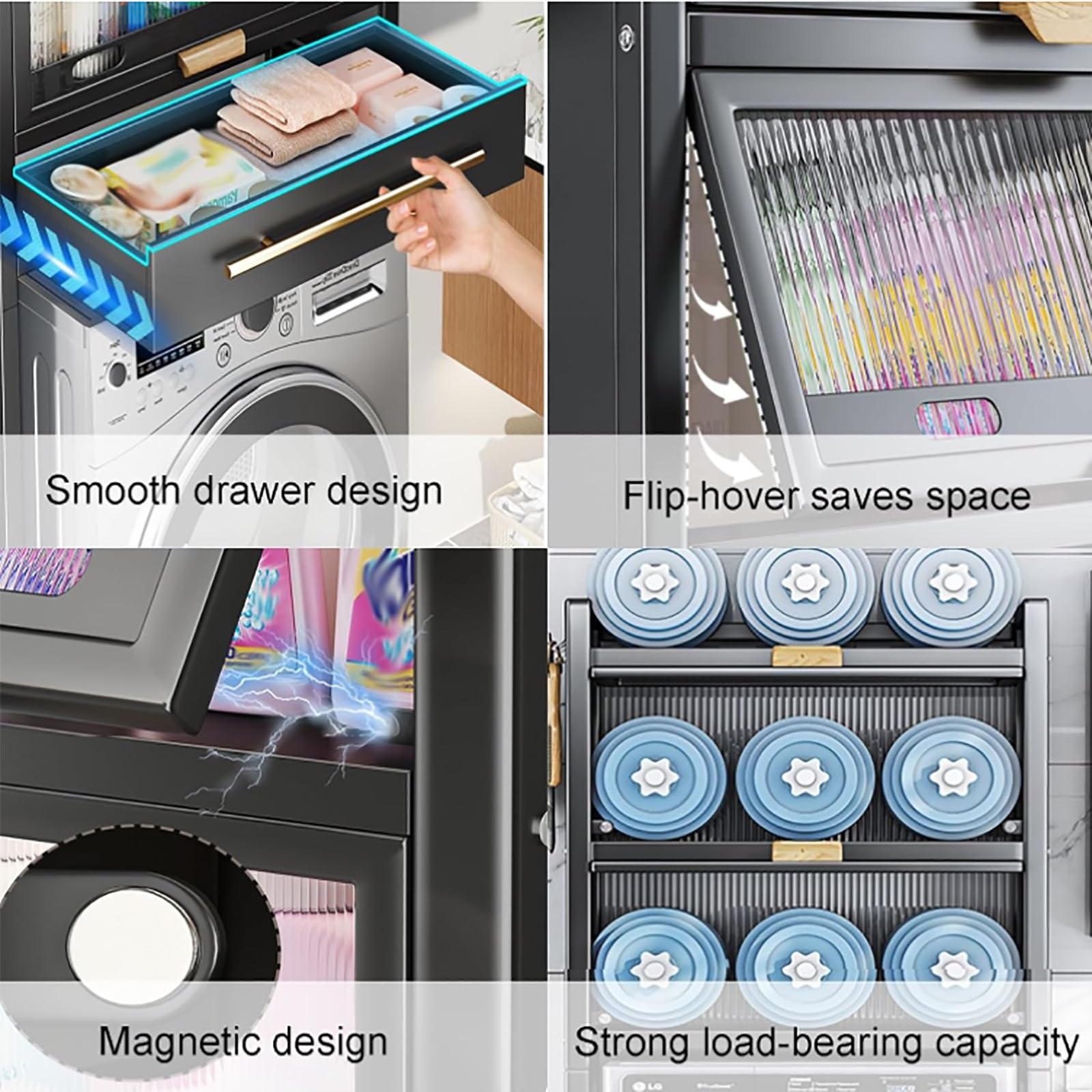 Mobiletto nizer sopra WC - 4 Ripiani Mensola Bagno Bianco in Metallo Soluzione Salvaspazio per Bagno e Lavanderia Portaoggetti Elegante e Funzionale
