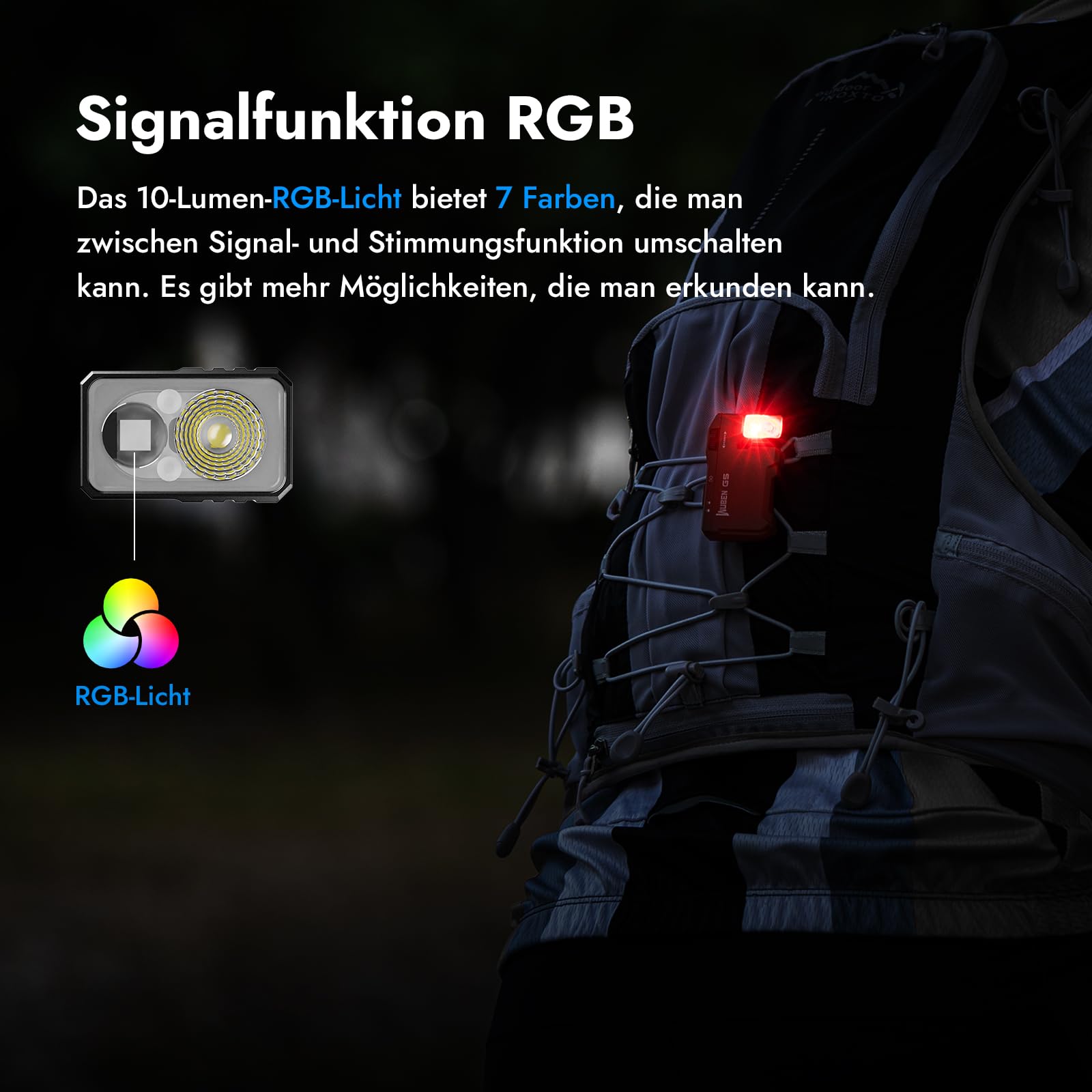 WUBEN G5 LED Taschenlampe Aufladbar - RGB Mini Schlüsselanhänger 400 Lumen, EDC Multifunktional Magnetische USB, 6 Modi Flashlight Wasserdicht für Camping Outdoor