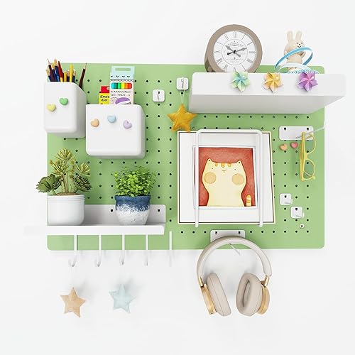 Miniatura 11 de Kit de tablero de clavijas de metal, tableros de clavijas de acero al carbono con 26 accesorios, organizador de pared para el hogar, oficina, sala