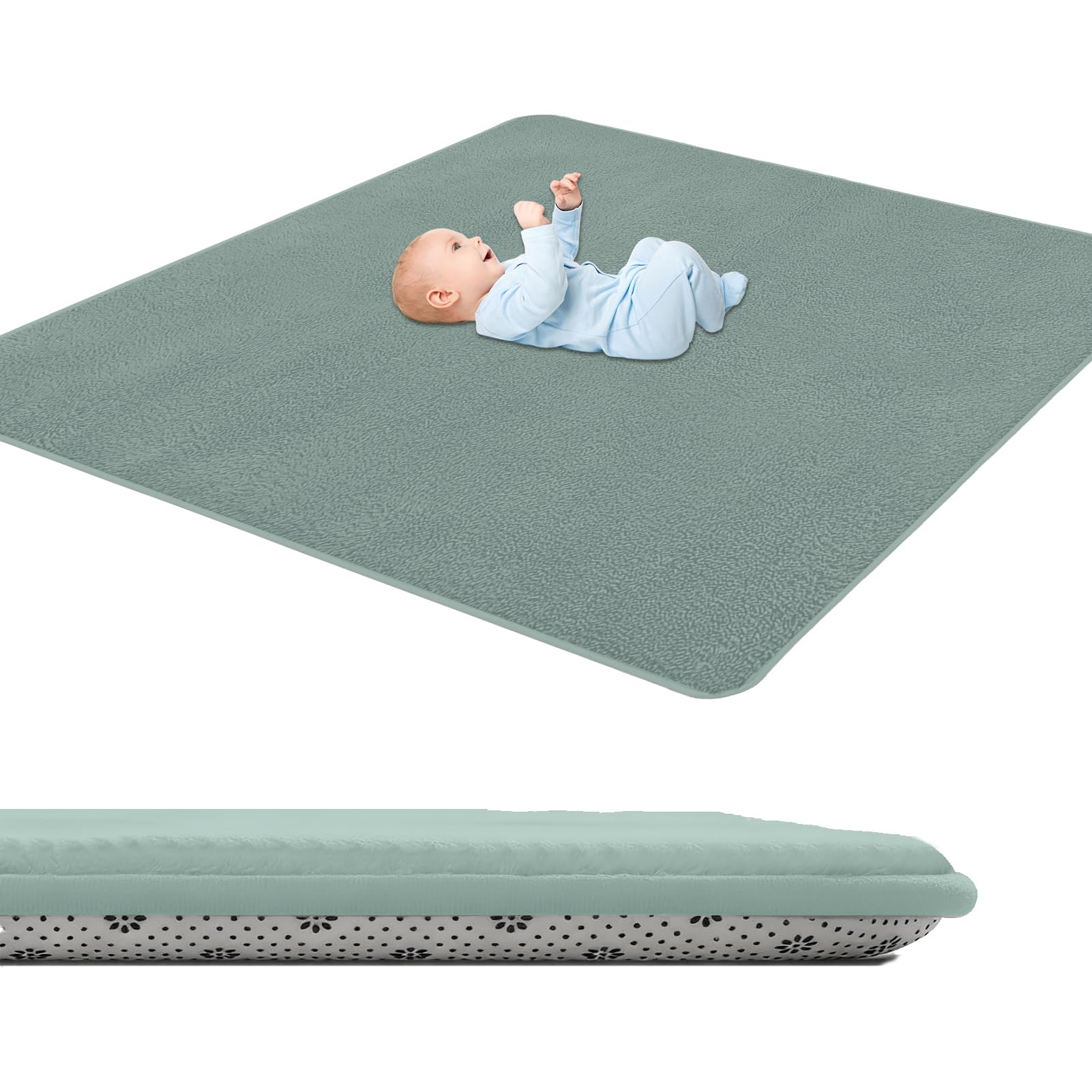 GmyoieqI Baby Crawling Mat 3 cm Thick, Children's play Mat Large Non-Slip 60 x 180 cm Low Pile Nursery Rugs & Carpets for Children's Room Living Room Bedroom Yoga Mat Tatami Playroom Sky Blue
