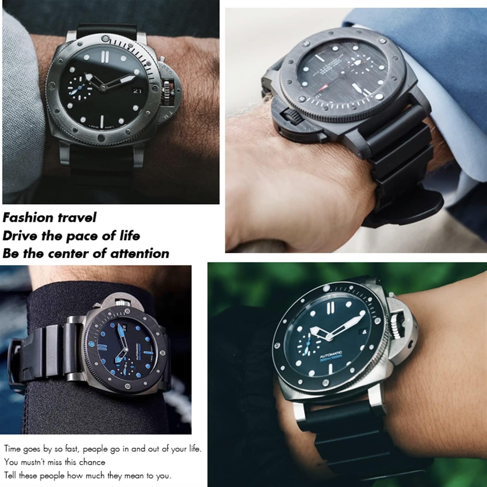 SERDAS Correa De Reloj De Goma De 22mm, 24mm, 26mm, Correa De Reloj De Silicona Apta Para Panerai Sumergible Luminor PAM, Pulsera Impermeable Verde Azul