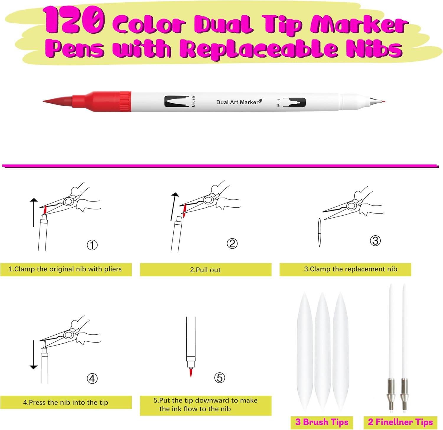 120 Color Dual Tips Brush Pens, Fine and Brush Tip Markers with Swatch Card for Adult Coloring, Art Markers Set for Journaling Calligraphy Drawing Sketching Doodling Illustrating - Image 7
